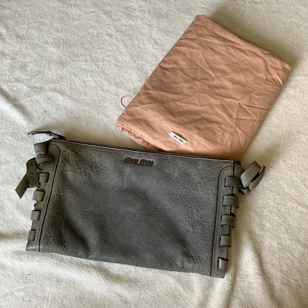 Miumiu hand bag blueish gray